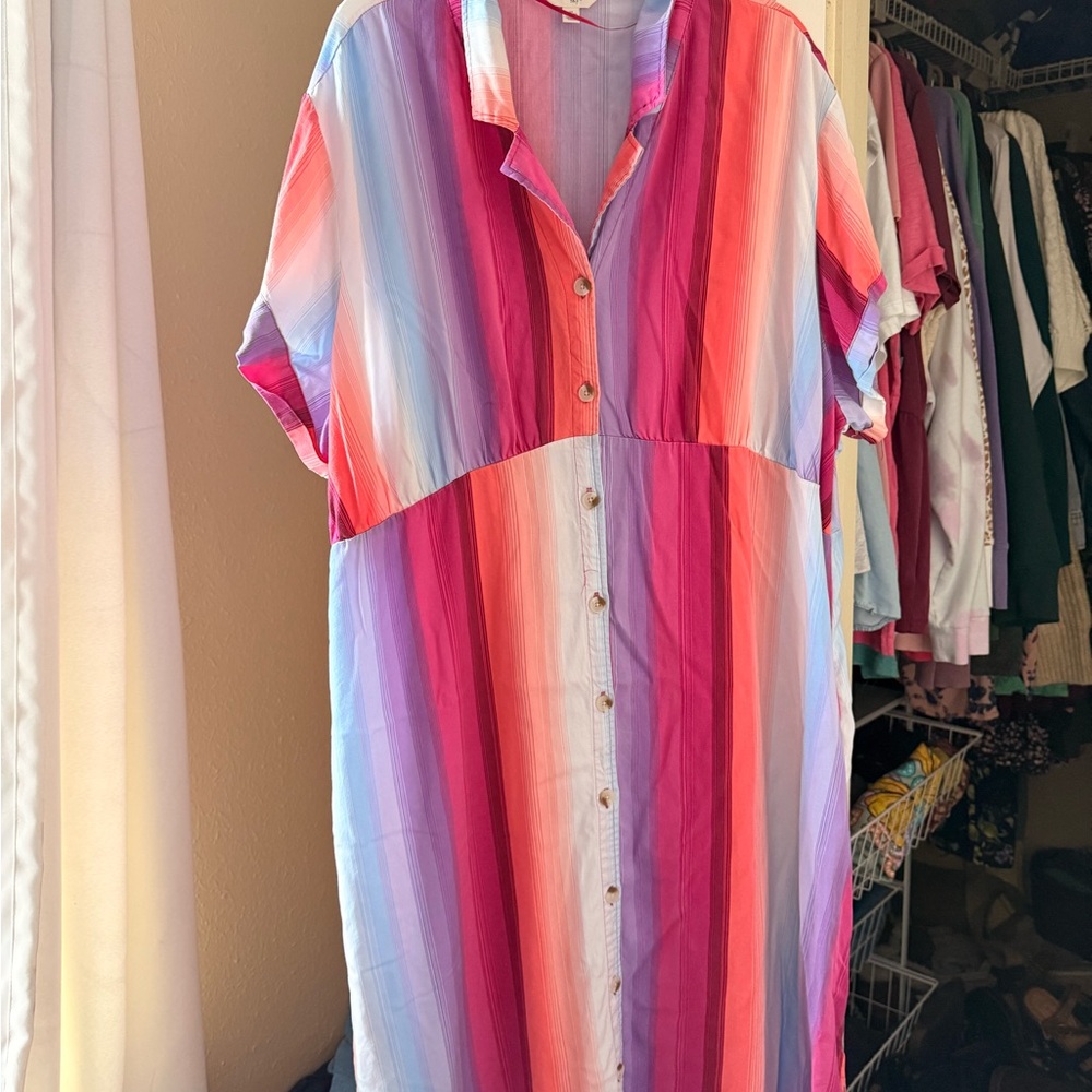 Terra & Sky Red and Purple Striped Dress